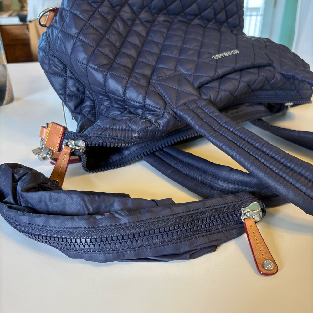 MZ Wallace Quilted Crossbody Bag - Navy with beautiful tan leather accents - Picture 10 of 10